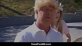 Teen Gets A Mouthful Of Jizz From President'S Huge Cock