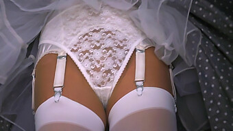 Vintage-Inspired Lingerie Set With Seamed White Pantyhose And Lace Panties