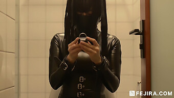 Japanese Girl In Leather Restraints Pleasures Herself To Climax