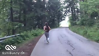 European Brunette Enjoys A Surprise Blowjob During Her Jog