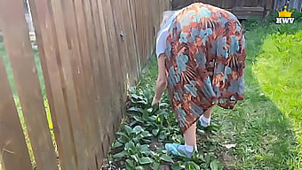 Middle-Aged Married Woman Trapped By Fence, Rescued And Intimately Assisted By Neighbor