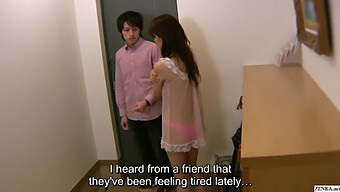 A Shy Japanese Lady, Nearly Undressed, Responds To The Door And Engages In Sexual Activity