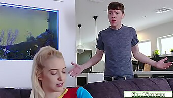 Young Blonde Teen Gets Her Tight Ass Filled With A Toy By Her Stepbrother