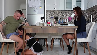 Hot Wife Watches As Maid Gets Fucked And Gives Blowjob