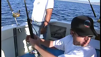 Young Brunette Enjoys A Wild Ride With Captain On A Yacht